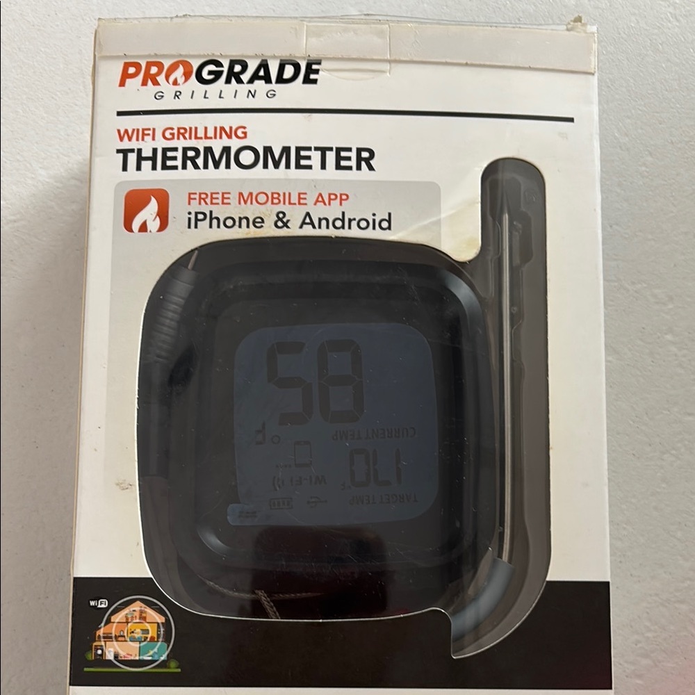 Black WiFi Grilling Thermometer
